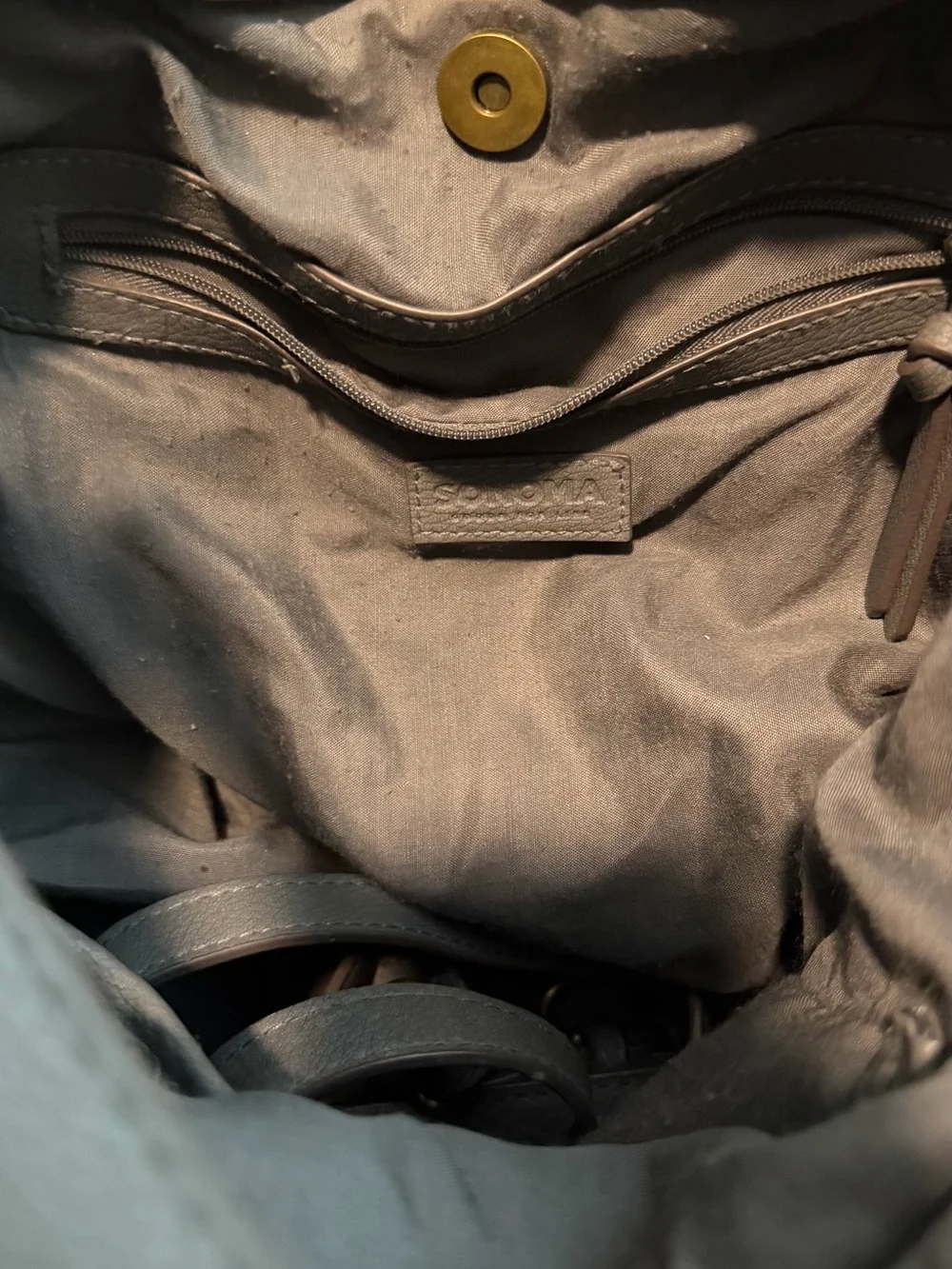 Grey Leather Sonoma Shoulder Bag - Casual Zip Front Hobo purse w/ extra strap